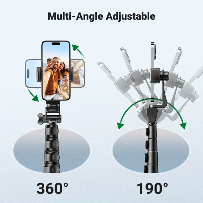 UGREEN 1.7 Meter Floor Tripod And Selfie Stick with Bluetooth Remote – LP680 - Image 6