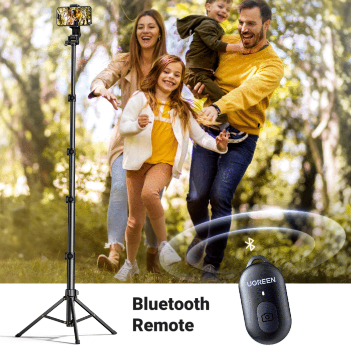 UGREEN 1.7 Meter Floor Tripod And Selfie Stick with Bluetooth Remote – LP680 - Image 9