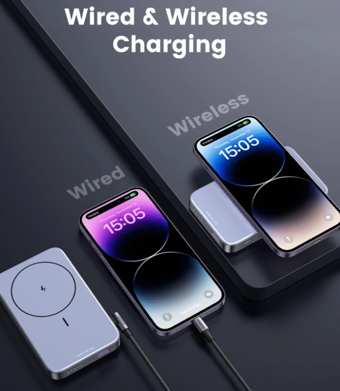 UGREEN 10000mAh 22.5W Kickstand Magnetic Wireless Power Bank Gray – PB206 - Image 3