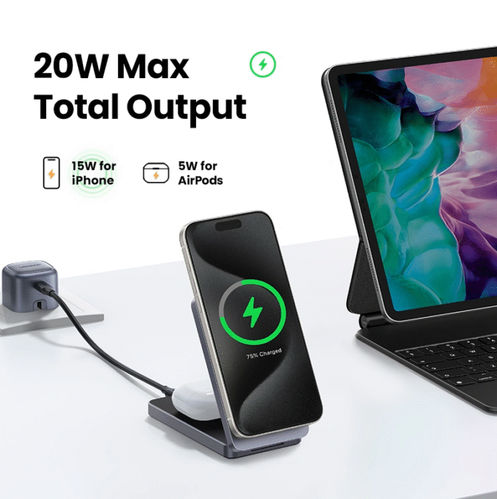 UGREEN 2-in-1 Qi2 Magnetic Wireless Charger – W706 - Image 3