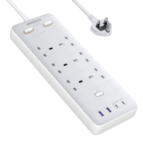 UGREEN 65W 6-Outlet Surge Protector Master Switch Extention Code With Dual Type-C Port + Dual USB Ports – S551