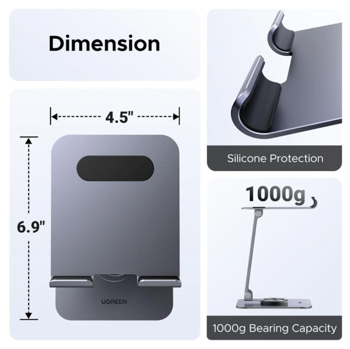 UGREEN Aluminum Alloy 360° Rotation Desktop Tablet Stand - 45860 - Image 3