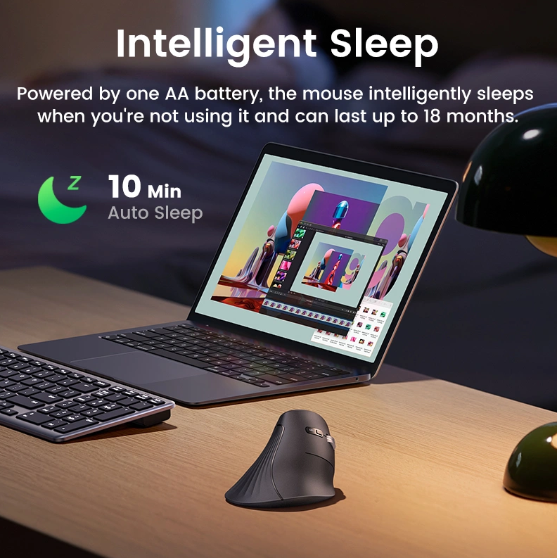 UGREEN Multi-Mode Bluetooth + Wireless Vertical Mouse – MU008 - Image 8