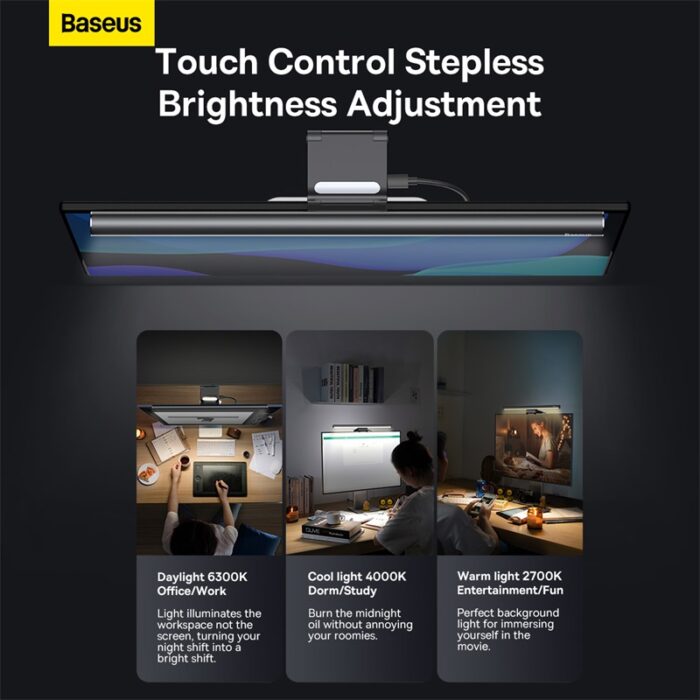 Baseus i-wok2 Series USB Asymmetric Light Source Screen Hanging Light (Youth) Black-DGIW000101 - Image 4
