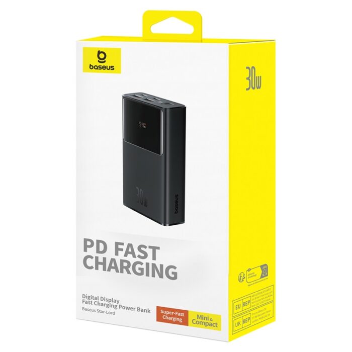 Baseus 10000mAh 30W Star-Lord Digital Display Fast Charging Power Bank – Cluster Black - Image 8