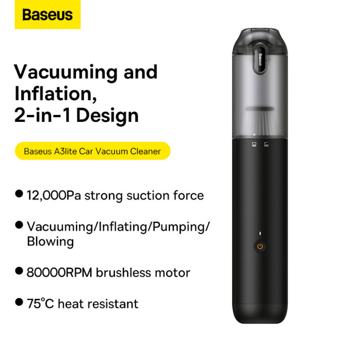 Baseus A3lite 12000pa 100W Car Vacuum Cleaner – Black - Image 10