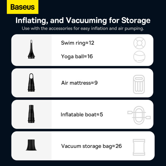Baseus A3lite 12000pa 100W Car Vacuum Cleaner – Black - Image 4