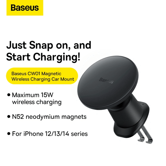 Baseus CW01 15W Magnetic Wireless Car Charger Air Vent Mount Version - Image 8