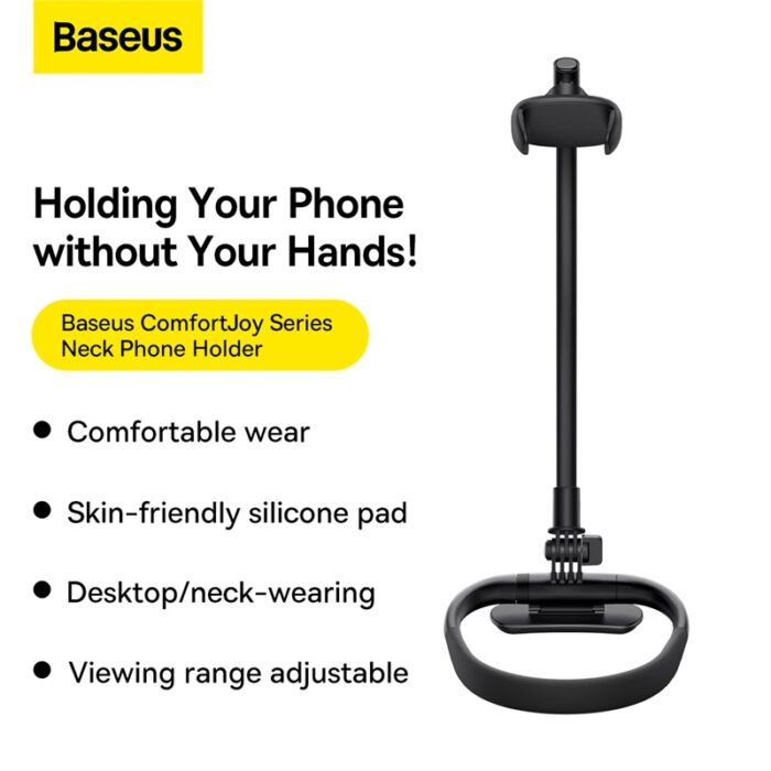 Baseus ComfortJoy Series Neck Phone Holder – Black - Image 5