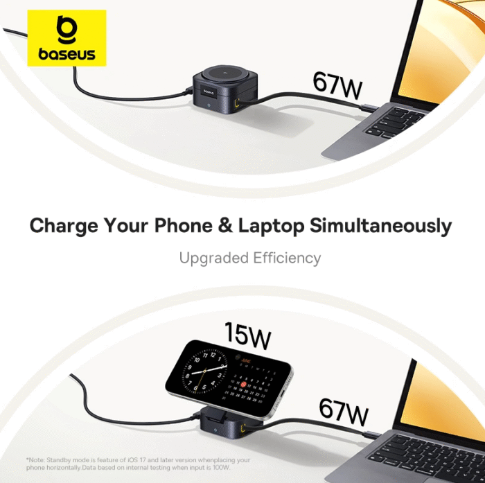Baseus PicoGo Series 2-in-1 Magnetic Wireless Charger Qi2 67W - Image 9
