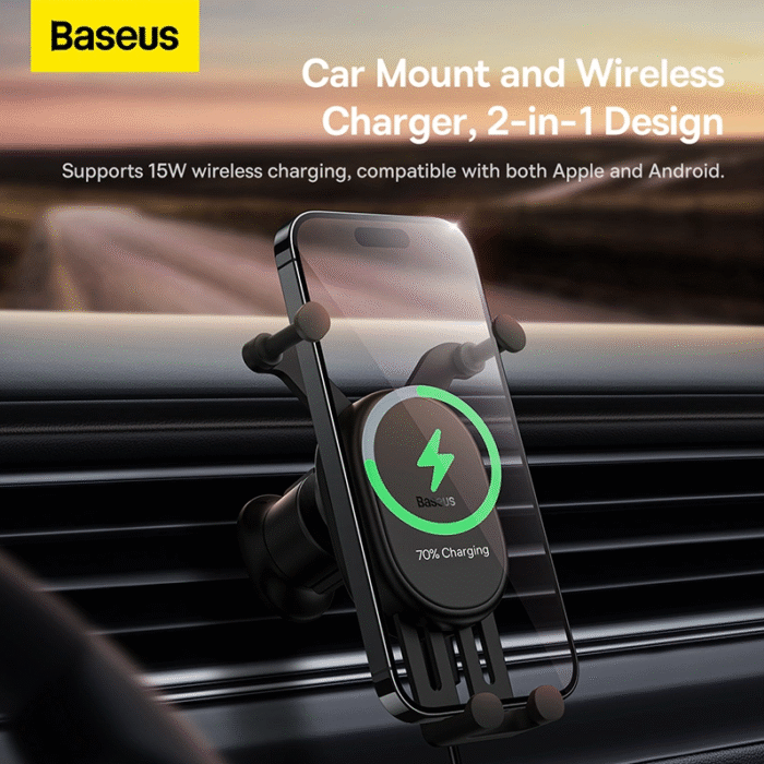 Baseus Stable Gravitational 15W Wireless Charging Car Mount Pro (Air Outlet Version) - Image 10