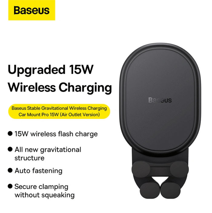 Baseus Stable Gravitational 15W Wireless Charging Car Mount Pro (Air Outlet Version) - Image 9