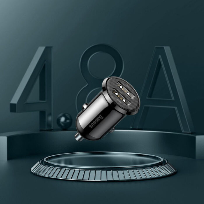 Baseus Car Charger 4.8A Grain Pro Dual USB Black-CCALLP-01 - Image 3