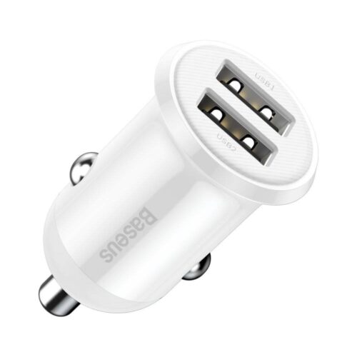 Baseus Car Charger 4.8A Grain Pro Dual USB White-CCALLP-02
