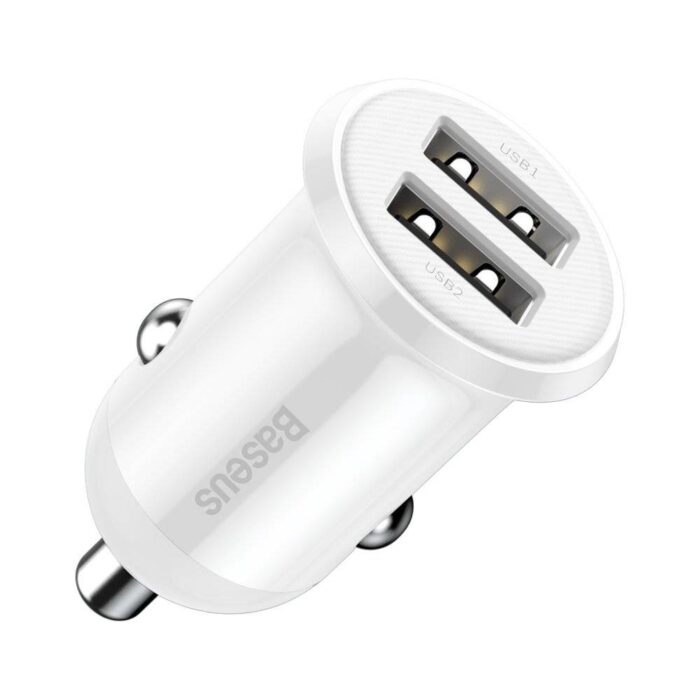 Baseus Car Charger 4.8A Grain Pro Dual USB White-CCALLP-02