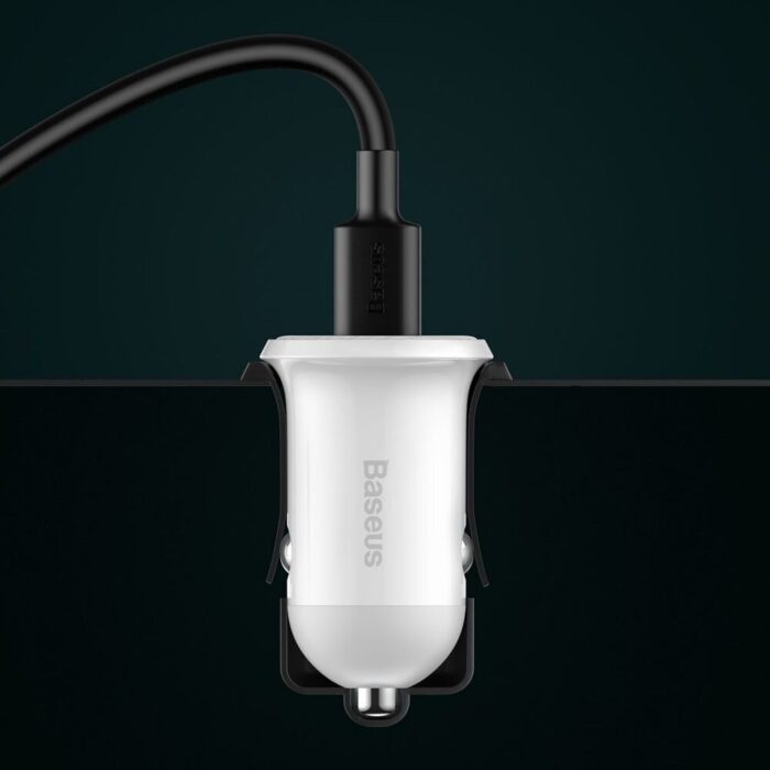 Baseus Car Charger 4.8A Grain Pro Dual USB White-CCALLP-02 - Image 6