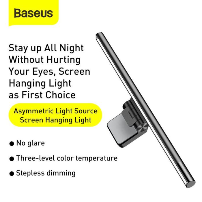 Baseus i-wok Series USB Stepless Dimming Screen Hanging Light (Youth) Black – DGIWK-B01 - Image 3