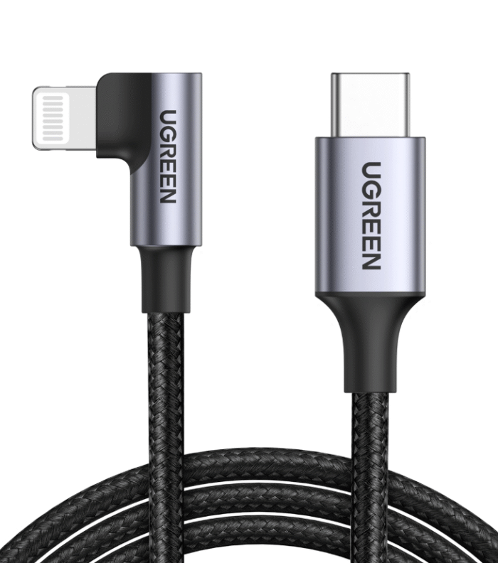 UGREEN 1 Meter MFI Certified Type-C to Lightning PD 3A Max Fast Charging 90 Degree Cable – US305 - 60763