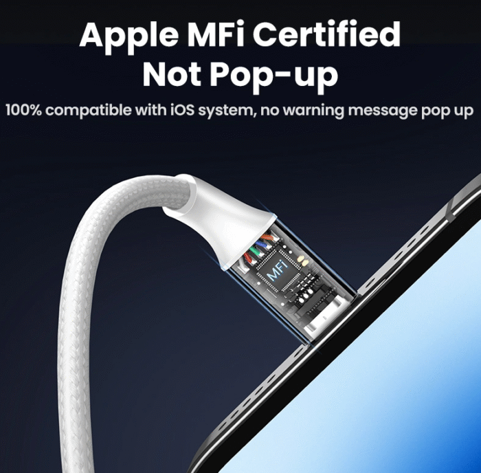 UGREEN 1 Meter USB to Lightning Alu Case – MFI Certified Braided Lightning Cable – US199 - 60161 - Image 8