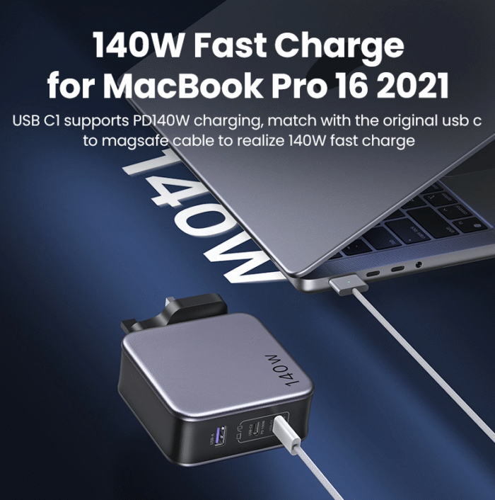 UGREEN 140W GaN Fast Charger with Type-C to Type-C 1.5Meter Cable – CD289 - 90322 - Image 5
