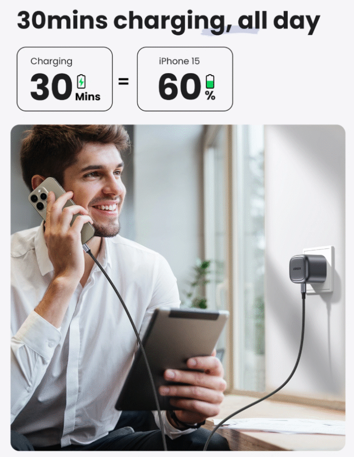 UGREEN 30W Type-C GaN Fast Charging Adapter – CD305 - 90878 - Image 4