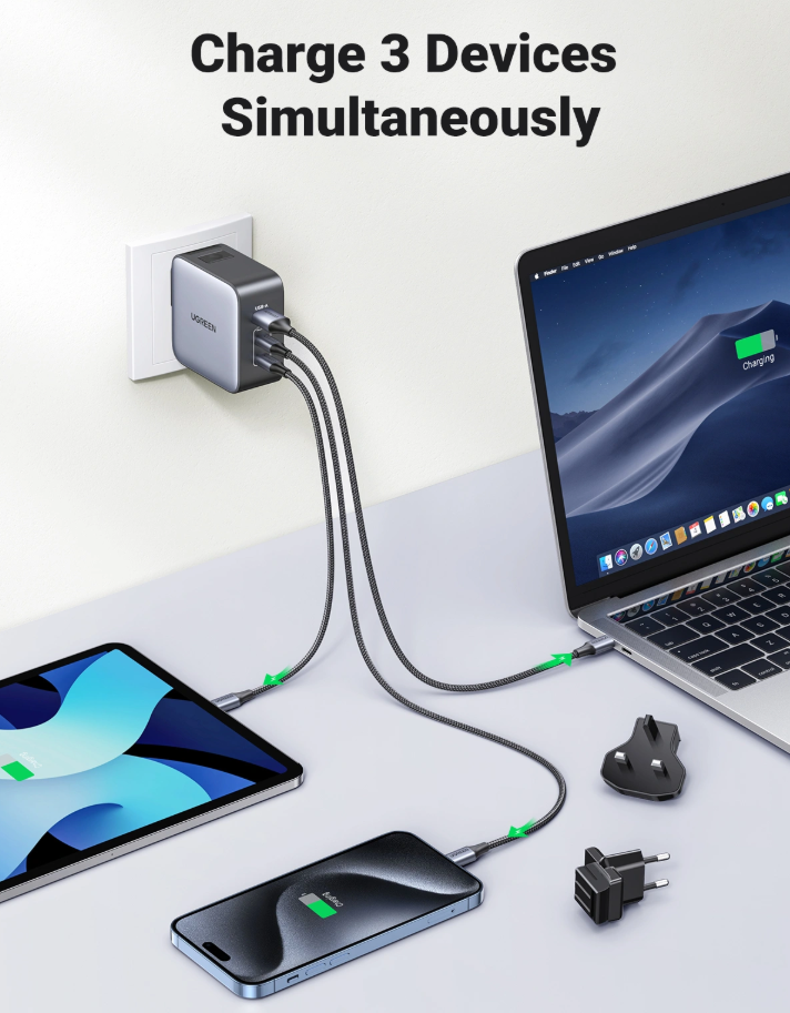 UGREEN 65W GaN Fast Charging Adapter With Multi Universal Wall Plugs- CD296 - 90409 - Image 7