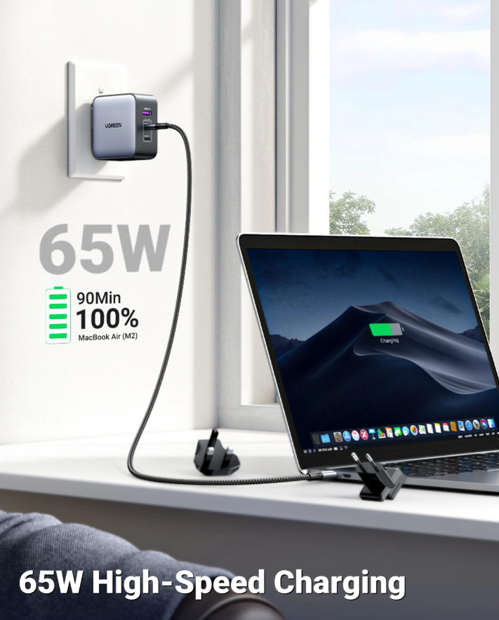 UGREEN 65W GaN Fast Charging Adapter With Multi Universal Wall Plugs- CD296 - 90409 - Image 6