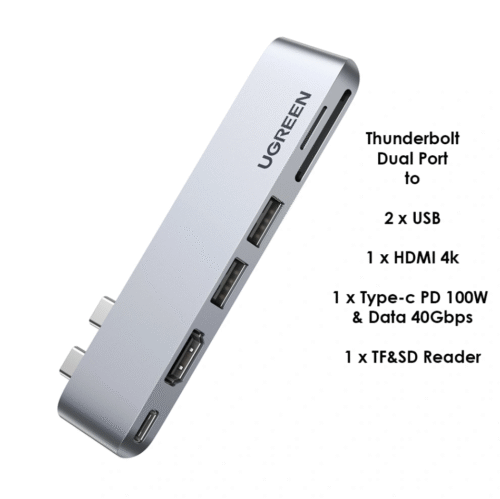 UGREEN Thunderbolt Dual Port Type-C Multifunction Adapter (Macbook Air/Pro) – CM380 - 80856