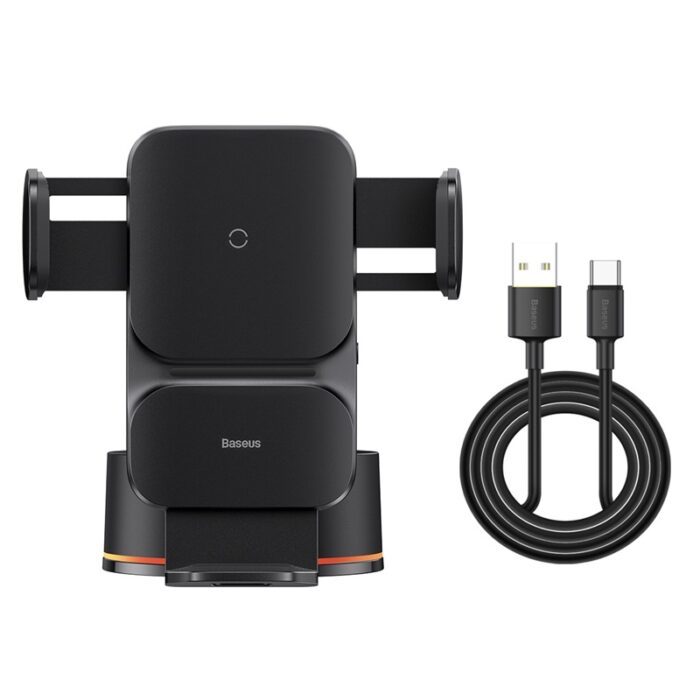 Baseus Wisdom Auto Alignment QI 15W Car Mount Wireless Charger – Suction base – Black - Image 4