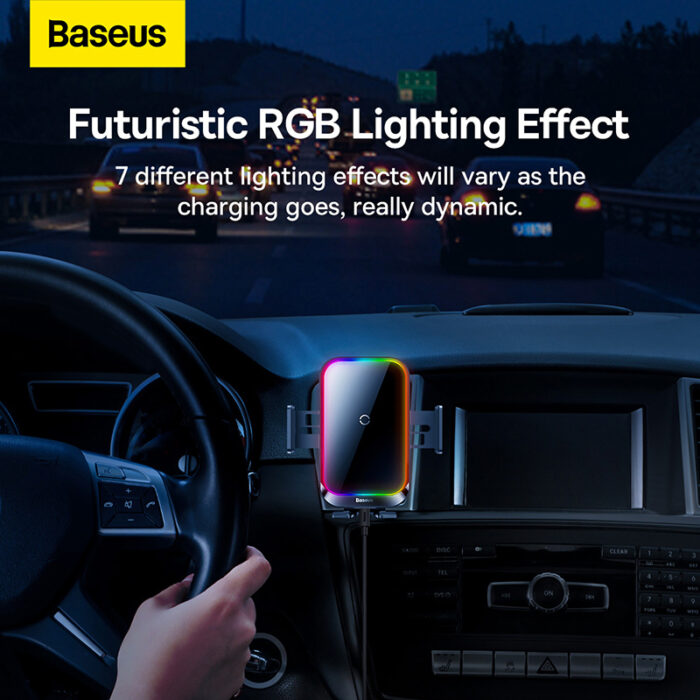 Baseus Halo 15W Electric Wireless Charging Car Mount - Image 5