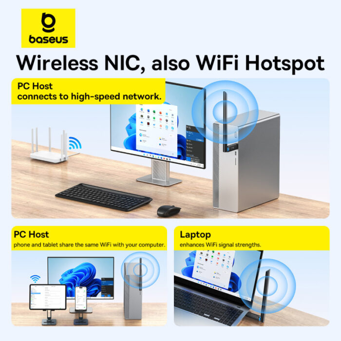 Baseus 150Mbps FastJoy Series WIFI Adapter With External Antenna – B01317600111-00 - Image 9