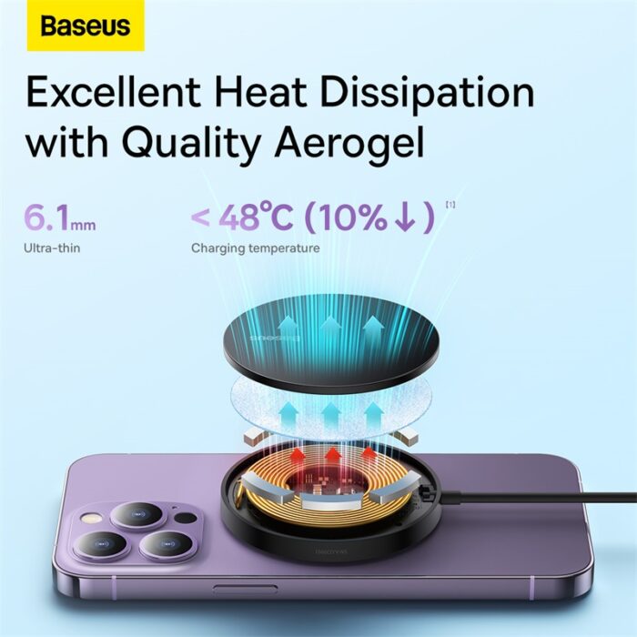 Baseus Simple Mini 3 Magnetic Wireless Charger Suit for iPhone 12/13/14/15 Black - Image 5
