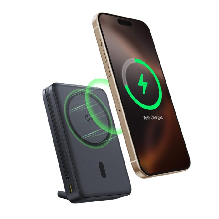 Baseus 10000mah 45W Nomos Qi2 Kickstand Magnetic Power Bank with Built-in USB-C Cable - Image 9